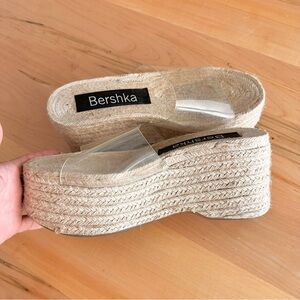 Bershka jute transparent platform sandals 39